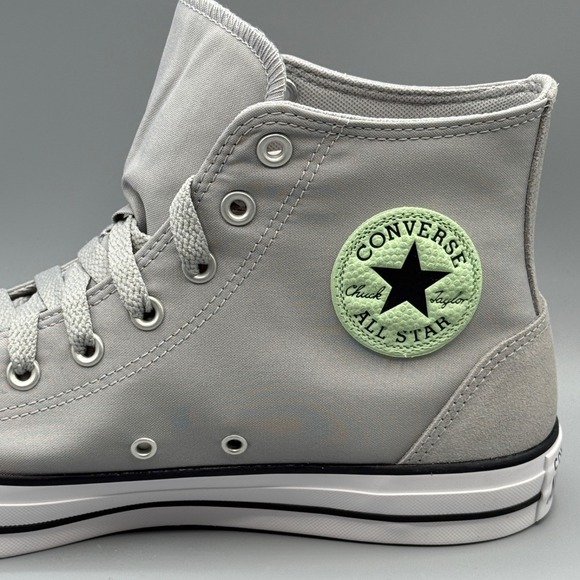 Converse Men's 12 Sneakers Grey Sour Glow Polyester Suede CTAS Hi Chucks A10497F - Picture 8 of 13
